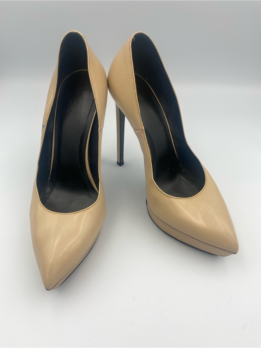 Saint Laurent Beige Pointed-Toe Stiletto Pumps